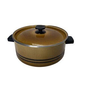 Vintage West Bend Brown Enameled Casserole Pot With Lid